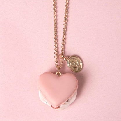 Love Heart Strawberry Milk Macaron Necklace
