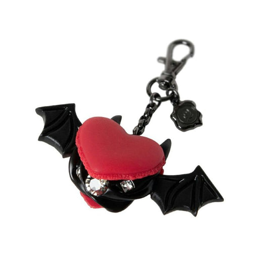 Devil Heart Black Sesame Macaron Bag Charm - Red