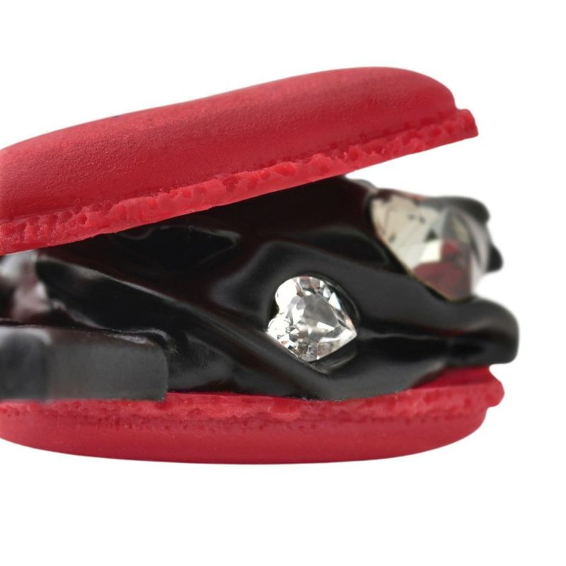 Devil Heart Black Sesame Macaron Bag Charm - Red