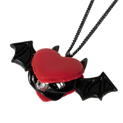 Devil Heart Black Sesame Macaron Necklace (Red)
