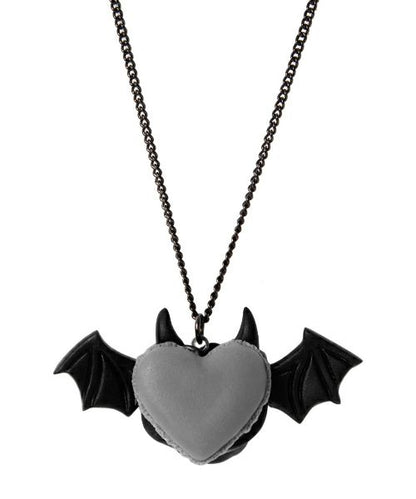 Devil Heart Black Sesame Macaron Necklace (Gray)