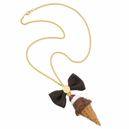 Cherry Whipped Chocolate Ice Cone Necklace