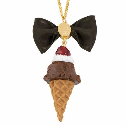 Cherry Whipped Chocolate Ice Cone Necklace