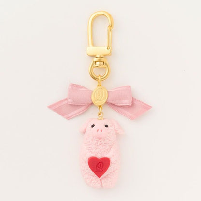 Pink Piglet Strawberry Cookie Key Chain (Red Heart)