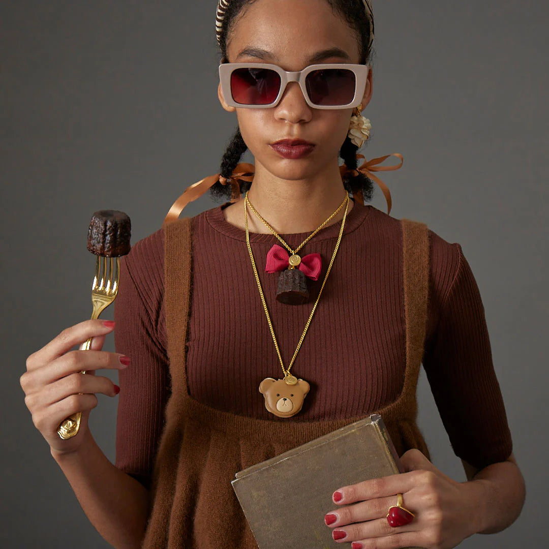 Teddy Bear Macaron Necklace