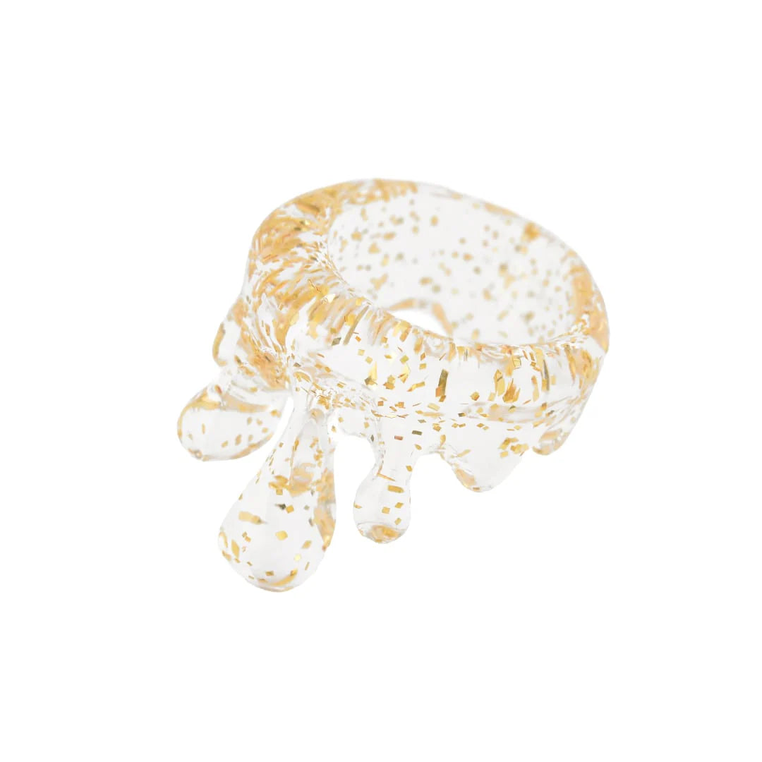 Gold Glitter Melt Ring