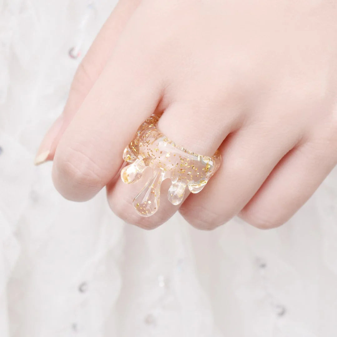 Gold Glitter Melt Ring