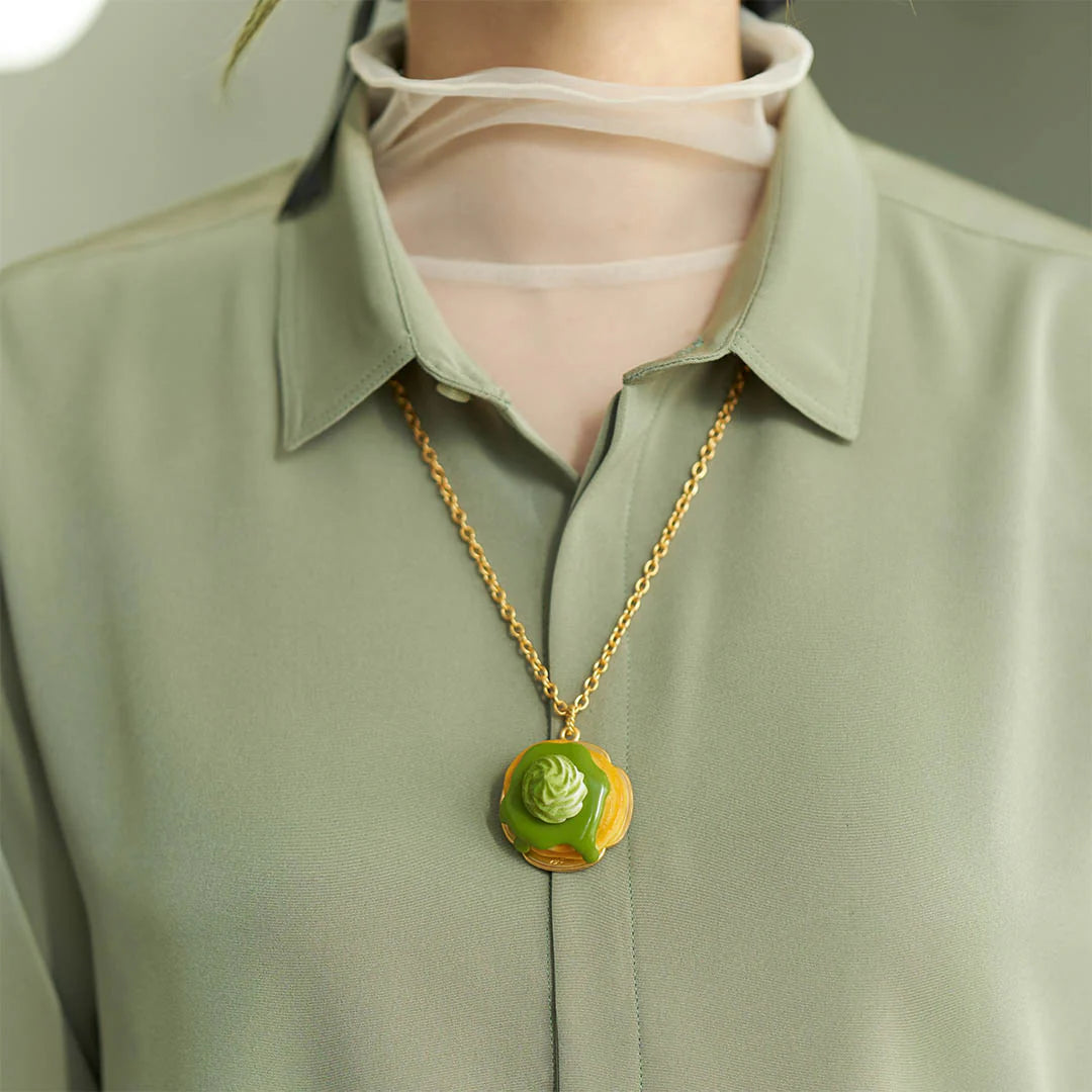 Matcha Cream Pancake Necklace
