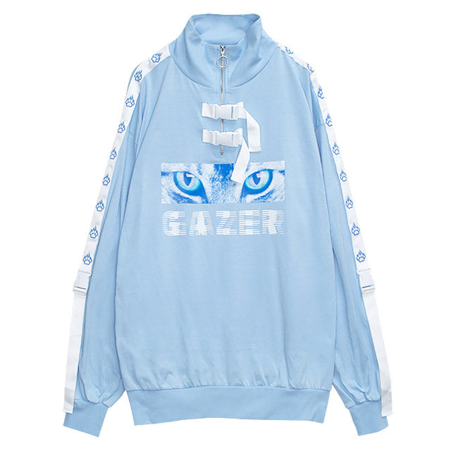 Cat Is Watching Half Zip Pullover