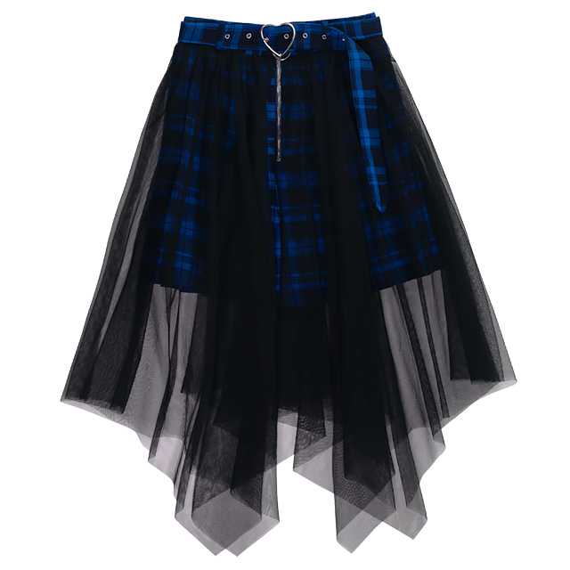 Hemline Tulle Layered Skirt with Heart Belt