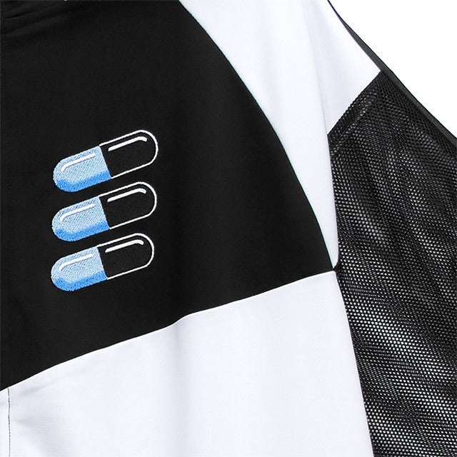 Cat Ear Capsule Sleeve Mesh Jersey Hoodie