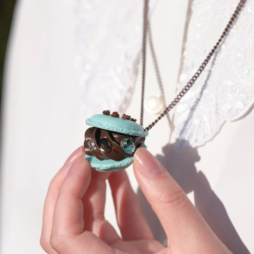 Mint Chocolate Macaron Necklace