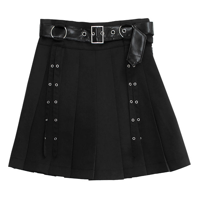 Pleated skirt with harness belt