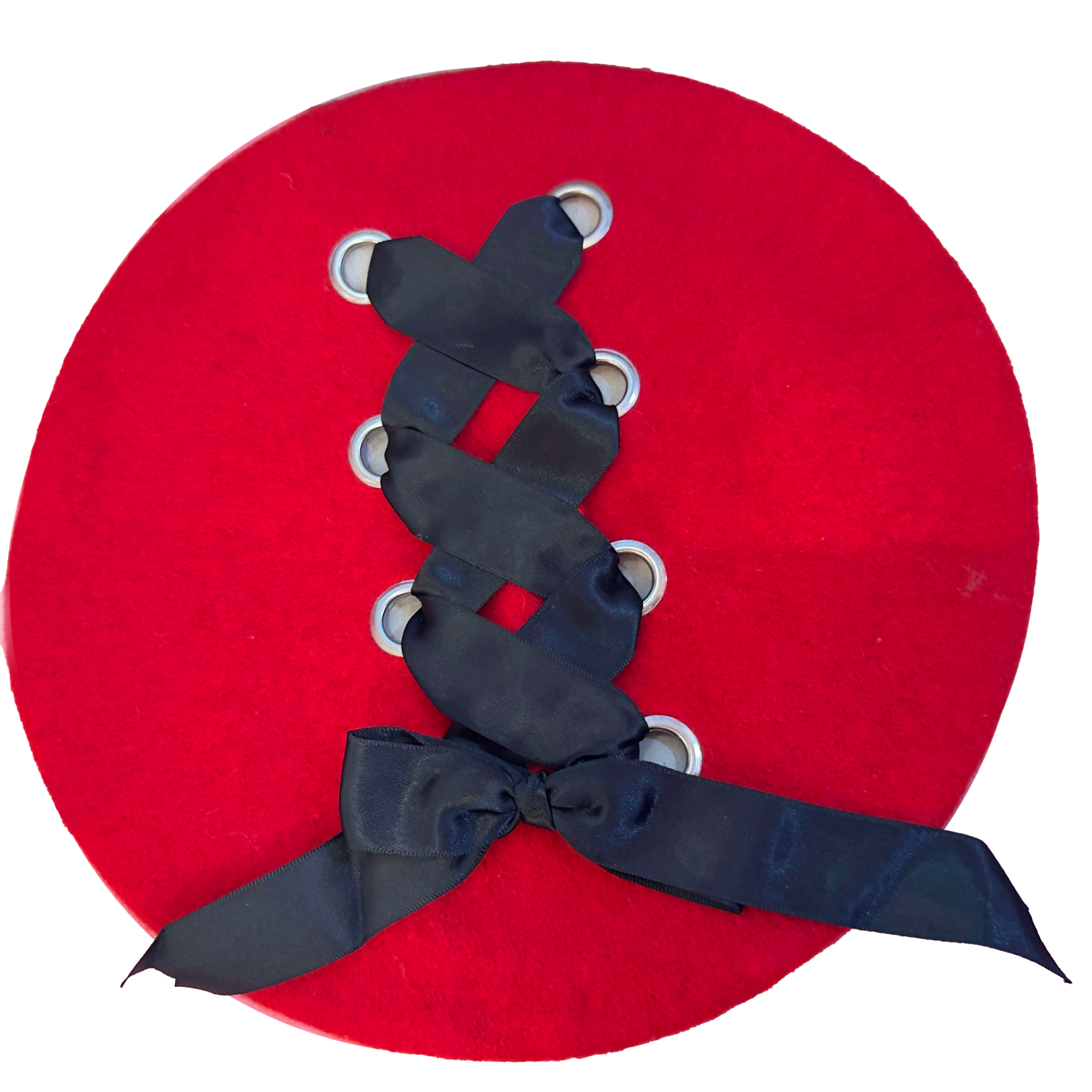Ribbon Cross Satin Beret
