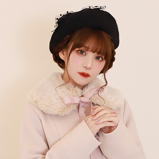 Dot Tulle Ribbon Beret