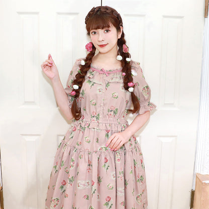Precious Rose Frill Collar Dress
