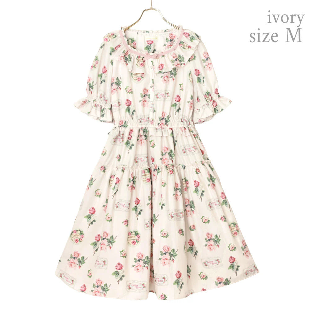 Precious Rose Frill Collar Dress