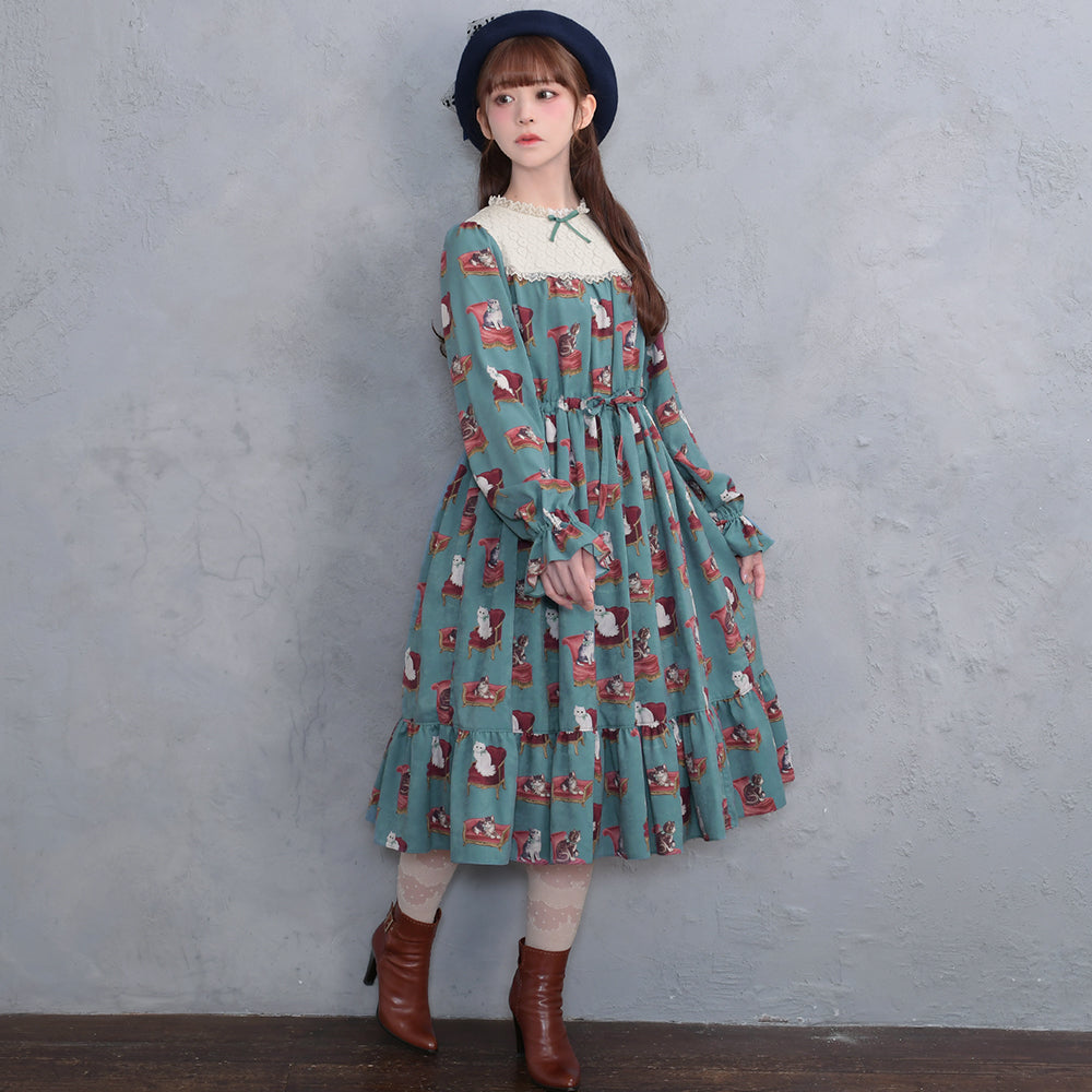 Cats Castle Lace Yoke Dress