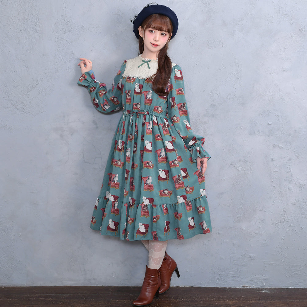 Cats Castle Lace Yoke Dress