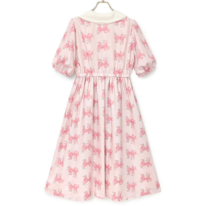Ribbon Rose Front Button Dress
