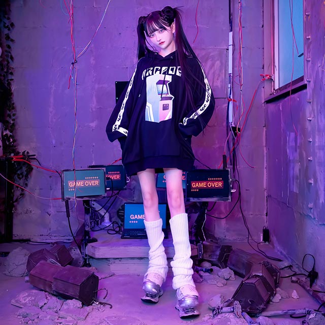 Arcade Game Sleeve Line Hoodie