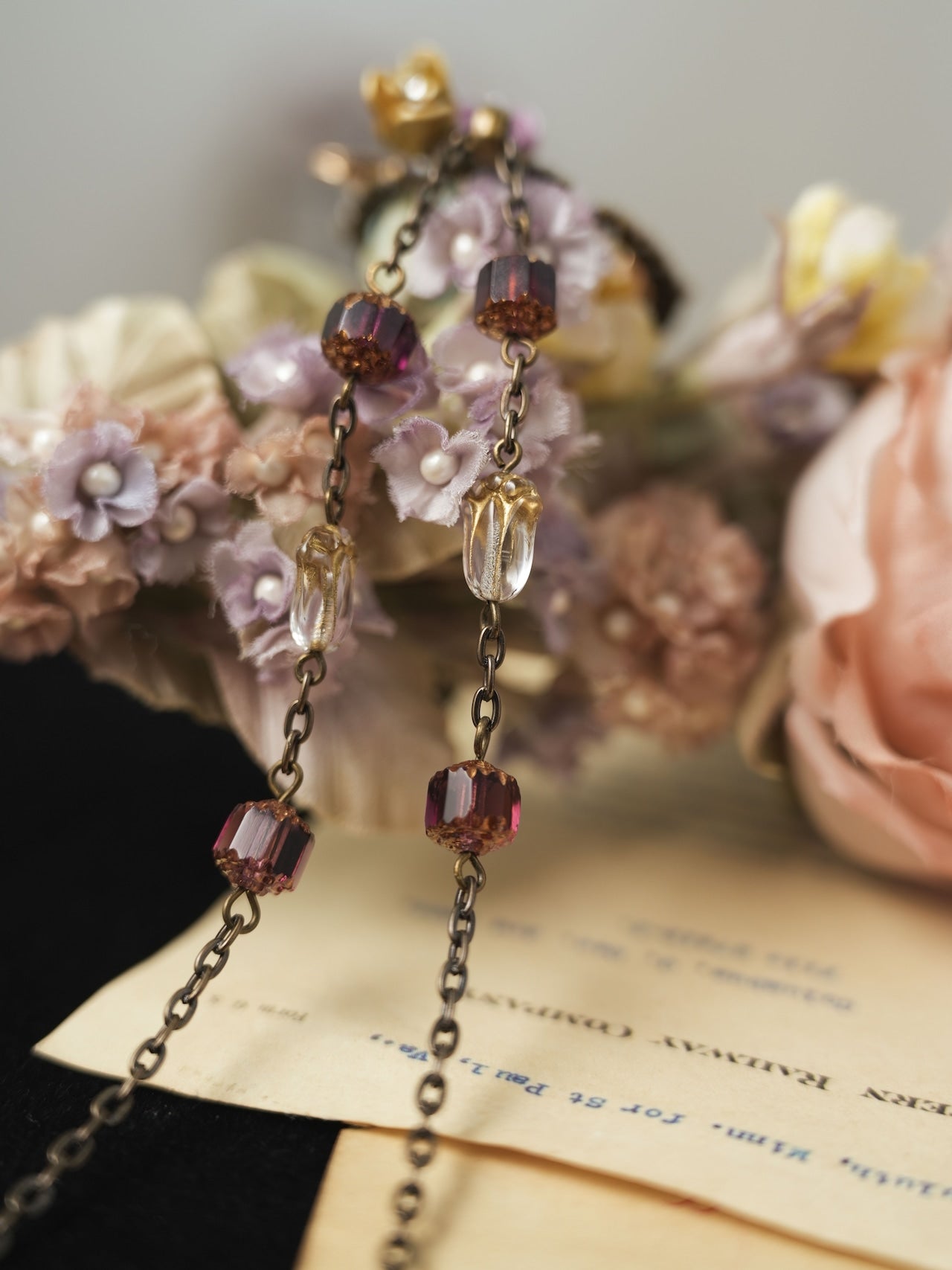 Flower Garden Tie Tulip Frame Long Necklace