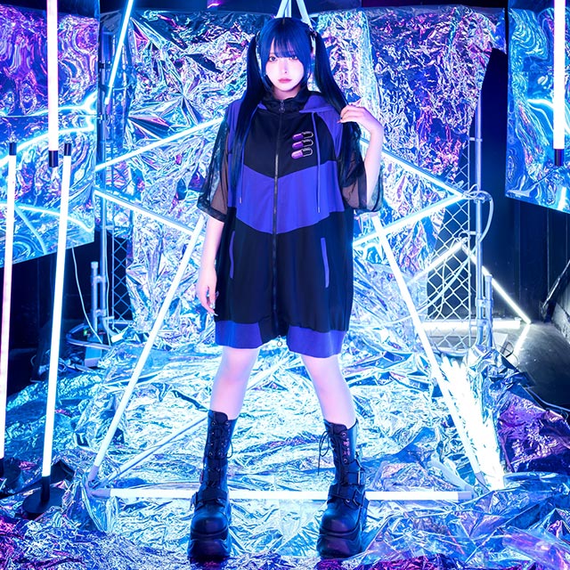 Cat Ear Capsule Sleeve Mesh Jersey Hoodie