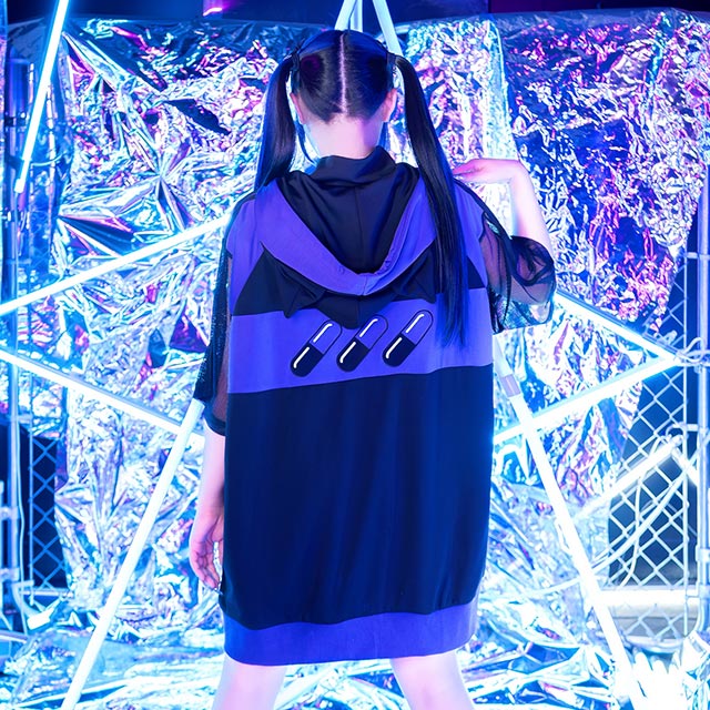 Cat Ear Capsule Sleeve Mesh Jersey Hoodie