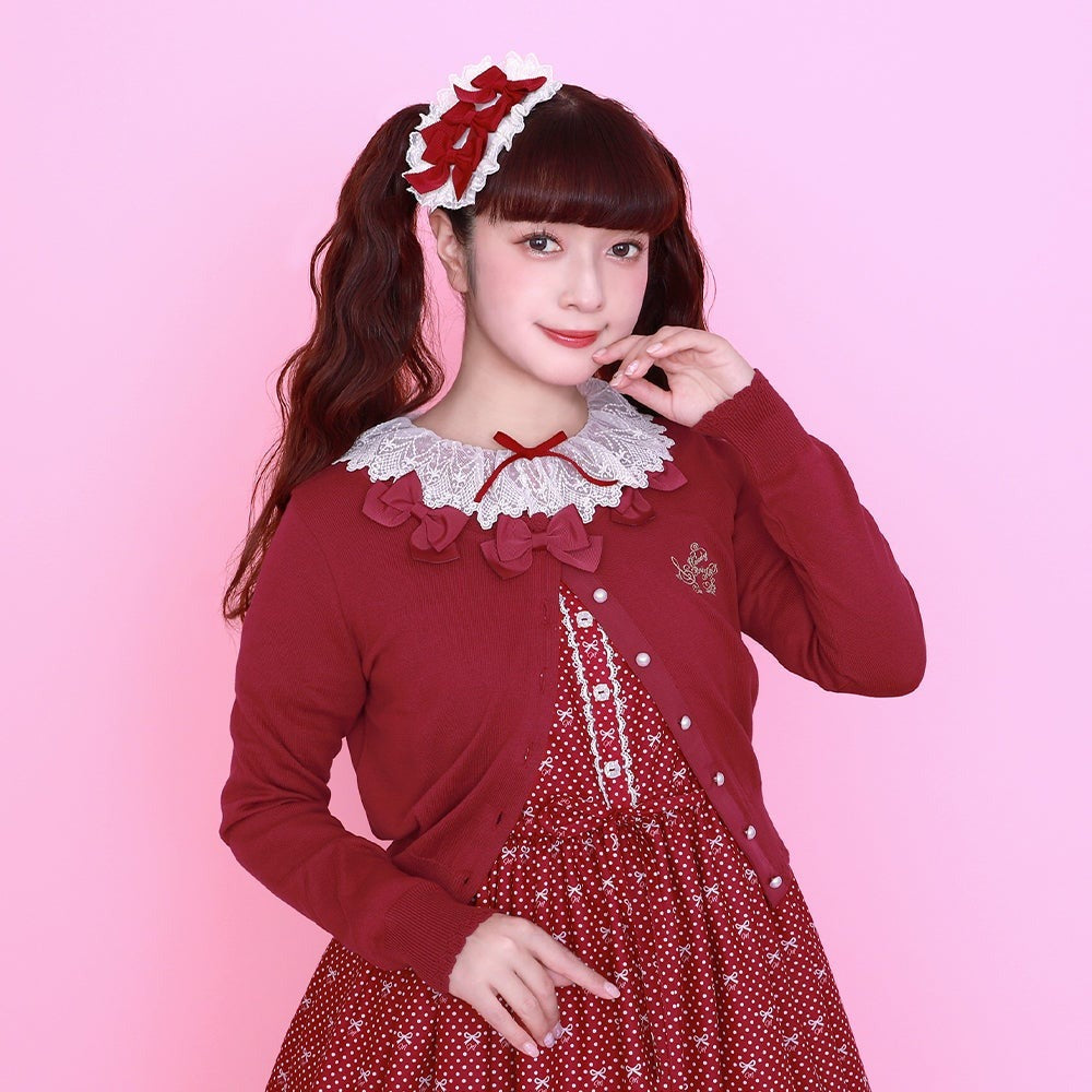 Little Dot Ribbon Lace Collar One Piece