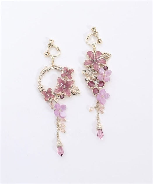Hydrangea Asymmetric Earrings