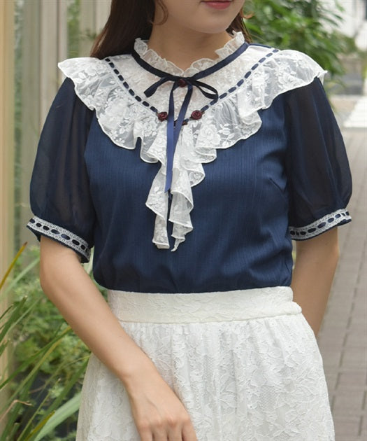 Rose & Lace Layered Pullover