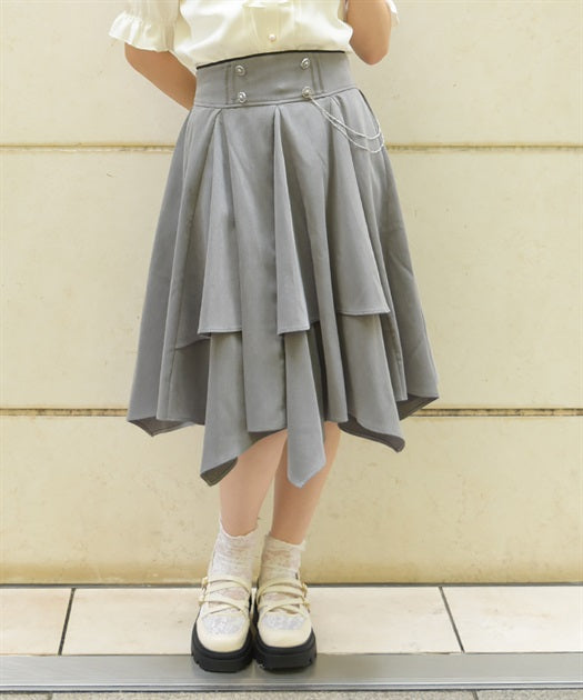 Irregular Hem Skirt with Chain