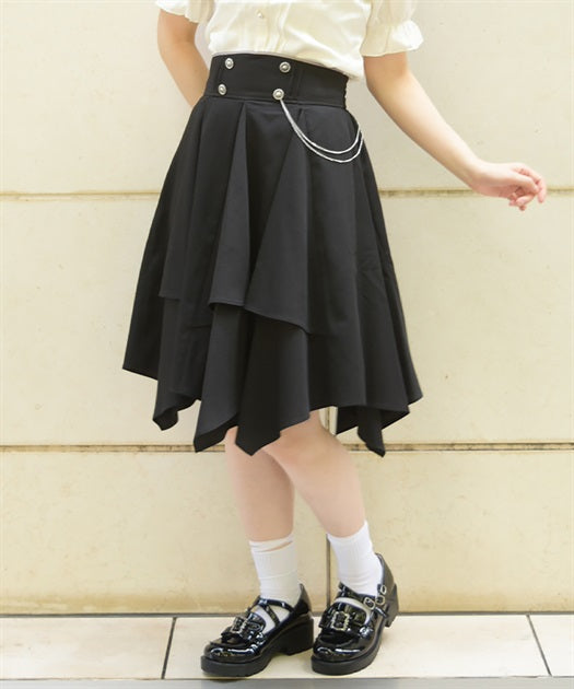 Irregular Hem Skirt with Chain