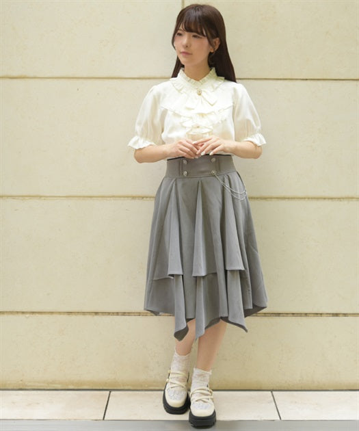 Irregular Hem Skirt with Chain