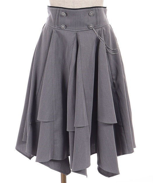 Irregular Hem Skirt with Chain