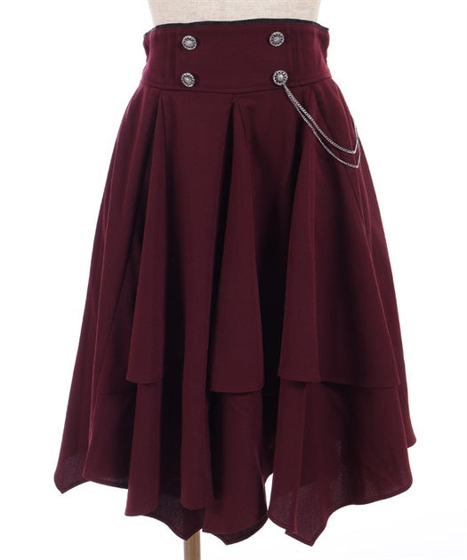 Irregular Hem Skirt with Chain