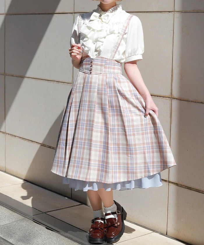 Lace-Up Skirt with Suspenders