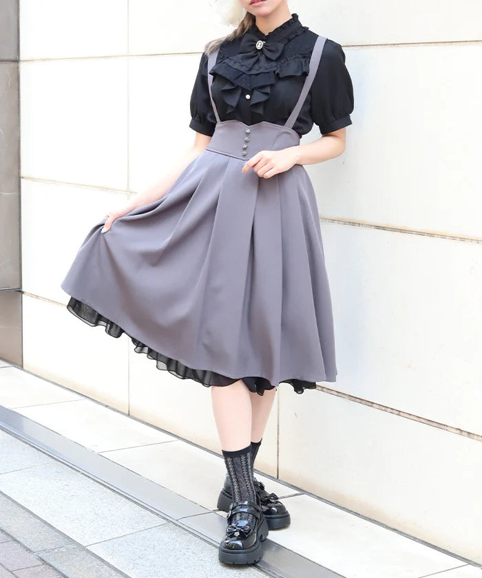 Lace-Up Skirt with Suspenders