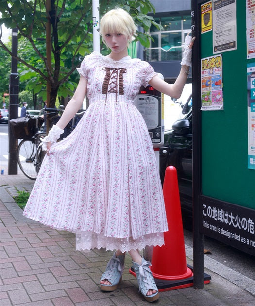 Striped Floral Pattern Dress