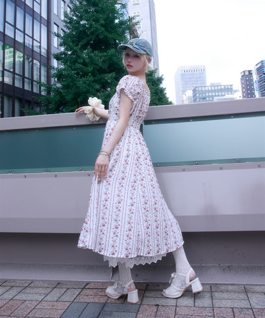 Striped Floral Pattern Dress