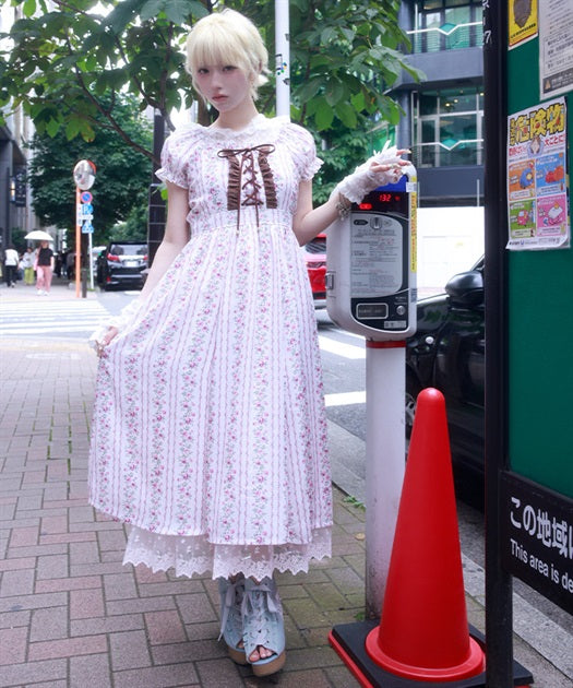 Striped Floral Pattern Dress