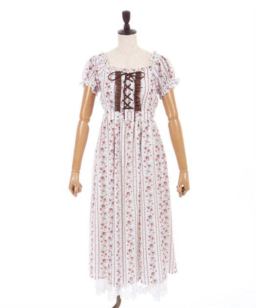 Striped Floral Pattern Dress