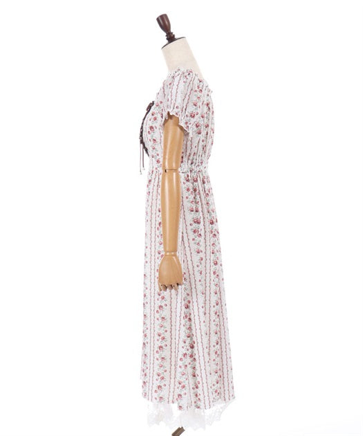 Striped Floral Pattern Dress
