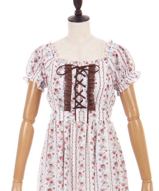 Striped Floral Pattern Dress