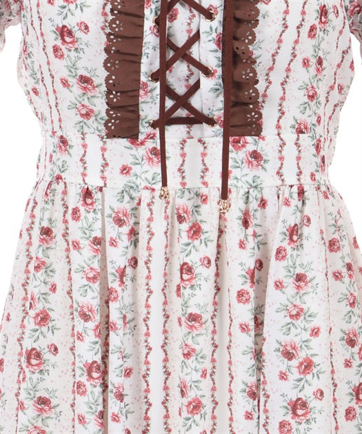 Striped Floral Pattern Dress