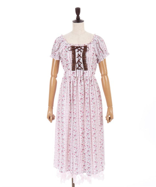 Striped Floral Pattern Dress