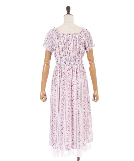 Striped Floral Pattern Dress