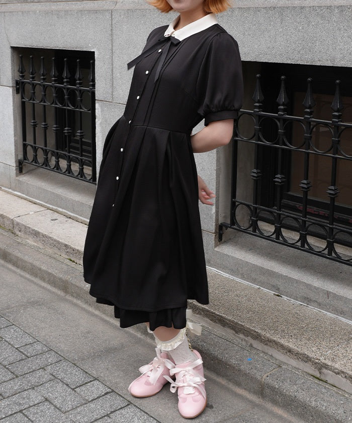 Two-Tone Dress With Brooch