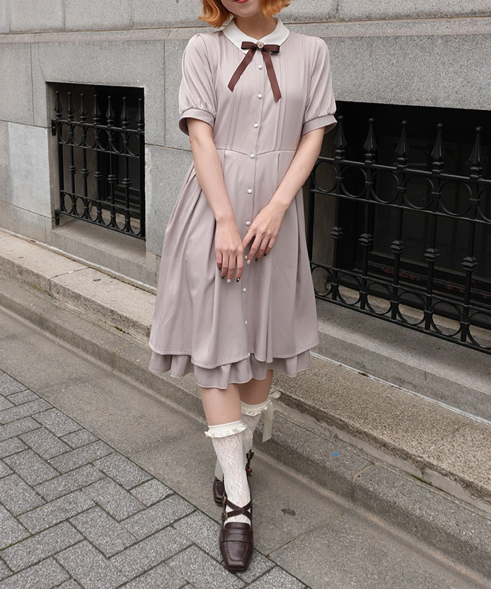 Two-Tone Dress With Brooch