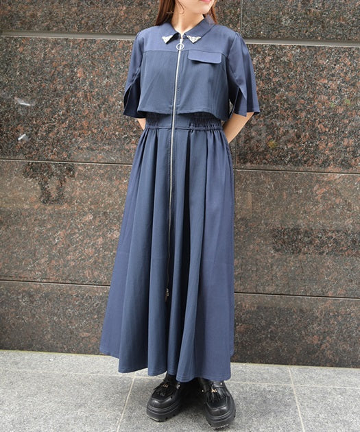 Zip & Contrast Fabric Dress